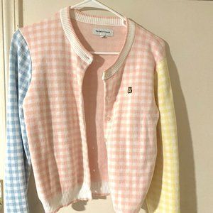 FREE SHIPPING Teddy Fresh Jaquard GIngham Cardigan